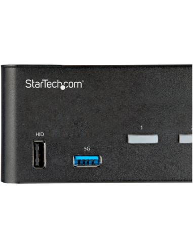 StarTech.com Switch Conmutador KVM de 2 Puertos HDMI 2.0 4K para 2 Monitores - Vídeo de 4K y 60Hz Ultra HD - HDR - Hub Ladrón US