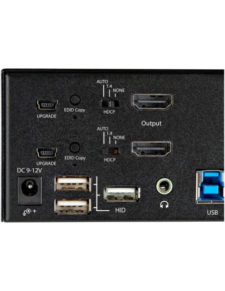 StarTech.com Switch Conmutador KVM de 2 Puertos HDMI 2.0 4K para 2 Monitores - Vídeo de 4K y 60Hz Ultra HD - HDR - Hub Ladrón US