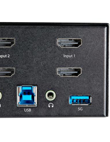 StarTech.com Switch Conmutador KVM de 2 Puertos HDMI 2.0 4K para 2 Monitores - Vídeo de 4K y 60Hz Ultra HD - HDR - Hub Ladrón US