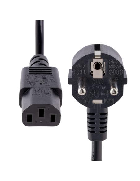 StarTech.com Cable de 1m (3 pies) de Alimentación para Ordenador, 18AWG, UE Schuko a C13, 250V 10A, Cable de Corriente, Cable de