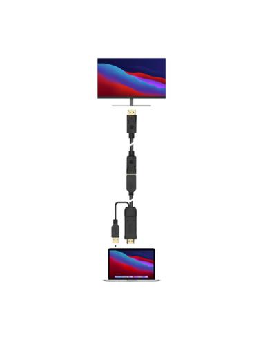 AISENS Conversor Activo HDMI 2.0 + USB Alim. a DISPLAYPORT V1.2, HDMI/M-USB/M-DP/H, Negro, 10CM