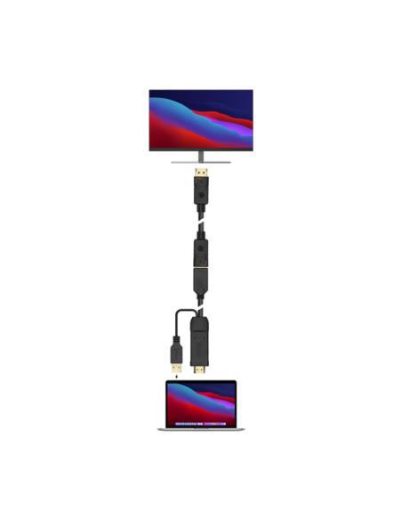 AISENS Conversor Activo HDMI 2.0 + USB Alim. a DISPLAYPORT V1.2, HDMI/M-USB/M-DP/H, Negro, 10CM