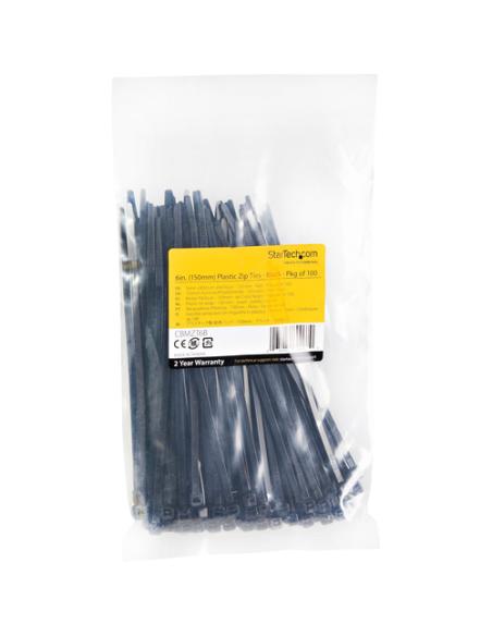 StarTech.com Bridas Ataduras de 15cm para Cables - Ancho 3mm, Diámetro del Haz 39mm, 18kg de Resistencia, Ataduras de Cremallera