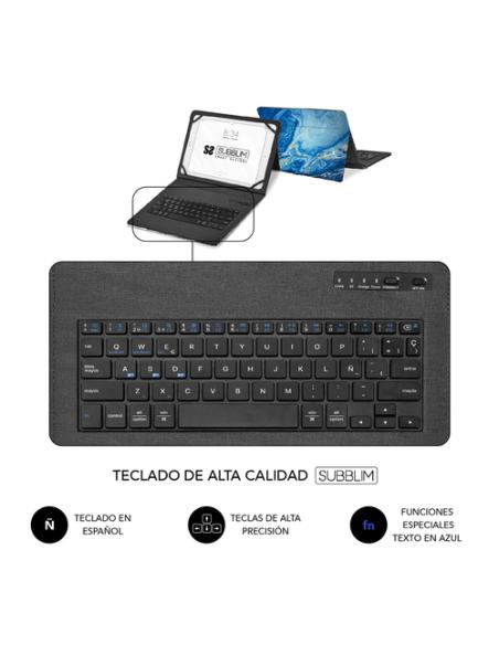 SUBBLIM Funda con Teclado Keytab Pro BT Trendy Marmol Azul