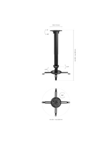 AISENS Soporte Universal Giratorio, Inclinable y Extensible de Techo para Proyector 13.5Kg, Negro