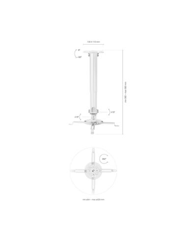 AISENS Soporte Universal Giratorio, Inclinable y Extensible de Techo para Proyector 13.5Kg, Blanco