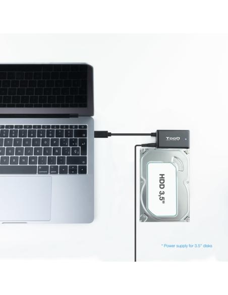 TooQ TQHDA-02C base de conexión para disco duro USB 3.2 Gen 1 (3.1 Gen 1) Type-C Negro