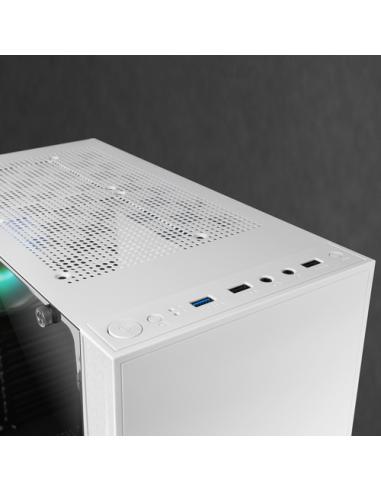 Mars Gaming MC-U3, Caja PC Gaming ATX XL, Frontal Triple ARGB, Ventilador 12cm ARGB, Ventana Cristal Templado, Blanco