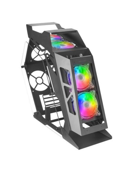 Mars Gaming MC61, Caja PC Gaming Compacta Micro-ATX, 4 Ventiladores 12cm, ARGB Chroma, Doble Ventana Cristal Templado, Negro
