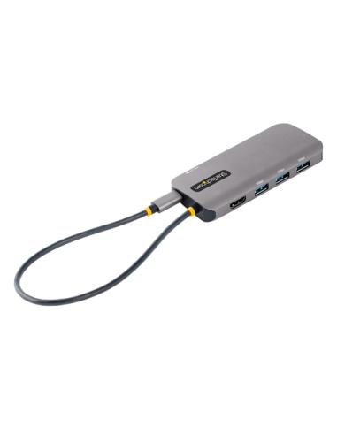 StarTech.com Adaptador Multipuertos USB C, de Vídeo HDMI de 4K y 60Hz, Hub USB-A 3.2 de 3 Puertos de 5Gbps, Entrega de Alimentac