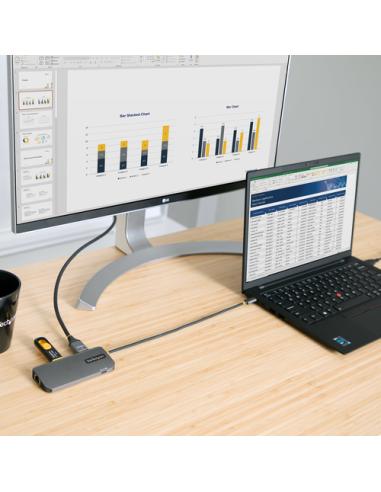 StarTech.com Adaptador Multipuertos USB C, de Vídeo HDMI de 4K y 60Hz, Hub USB-A 3.2 de 3 Puertos de 5Gbps, Entrega de Alimentac