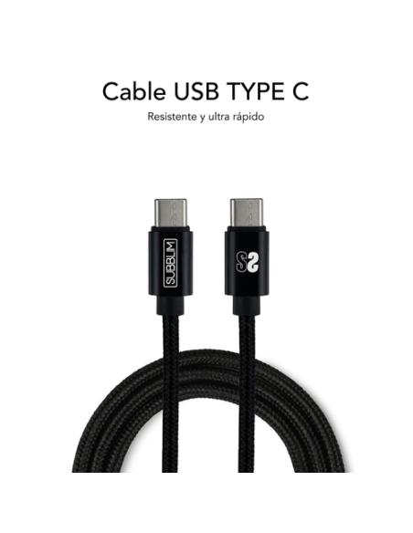 SUBBLIM CARGADOR ULTRA RAPIDO 2xUSB DE PARED PD25W+QC3.0+Cable C to C y lightning Negro