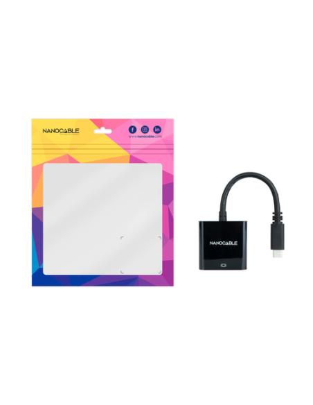 Nanocable Conversor USB-C a VGA, USB-C/M-VGA/H, Negro, 10 cm