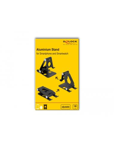 DeLOCK Soporte para teléfono inteligente y reloj inteligente ajustable negro