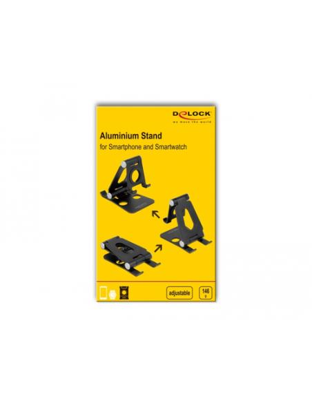DeLOCK Soporte para teléfono inteligente y reloj inteligente ajustable negro