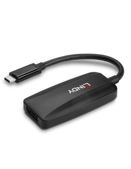 Lindy 43337 adaptador de cable de vídeo 0,13 m USB Tipo C DisplayPort Negro