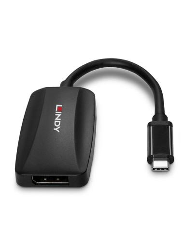 Lindy 43337 adaptador de cable de vídeo 0,13 m USB Tipo C DisplayPort Negro