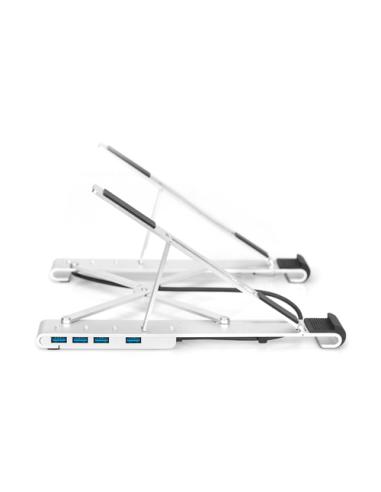 Digitus Soporte variable para notebook con hub USB-C™ integrado, 5 puertos