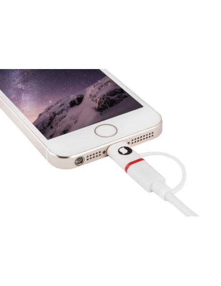 SilverHT Cable Combo MFI - MicroUSB + Lightning 1,5m - Blanco