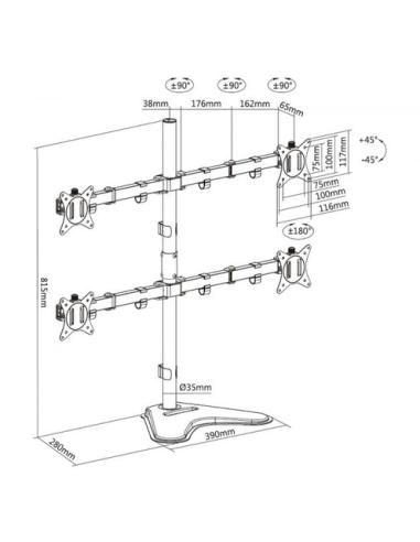 Equip Soporte de mesa articulado para monitor cuádruple de 17"-32