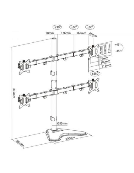 Equip Soporte de mesa articulado para monitor cuádruple de 17"-32