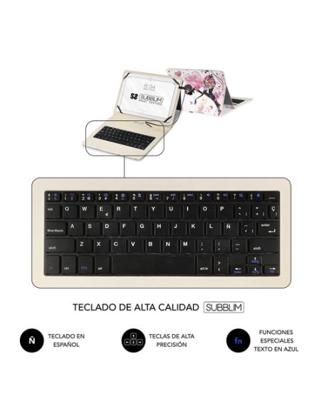 SUBBLIM Funda con Teclado Micro USB – Type C KEYTAB USB 11" Hadas