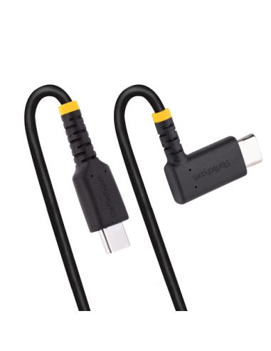 StarTech.com Cable 15cm USB C Acodado - en Ángulo Recto - PD 60W - 3A - Cable USB-C de Carga Rápida - de Alta Resistencia - USB 