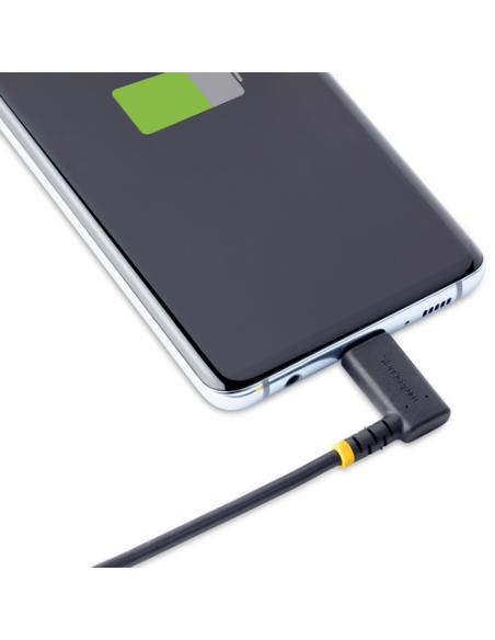 StarTech.com Cable 15cm USB C Acodado - en Ángulo Recto - PD 60W - 3A - Cable USB-C de Carga Rápida - de Alta Resistencia - USB 