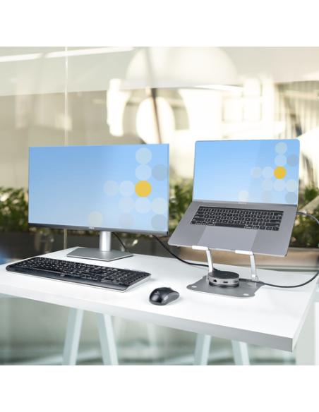StarTech.com Soporte Ergonómico de Ordenador para Sobremesa - Base Soporte Ergonómico para Portátil de Altura Ajustable - Alumin