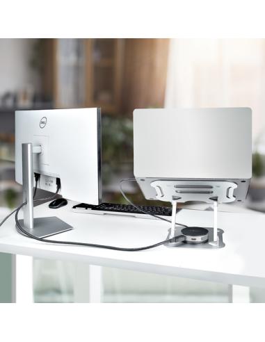 StarTech.com Soporte Ergonómico de Ordenador para Sobremesa - Base Soporte Ergonómico para Portátil de Altura Ajustable - Alumin