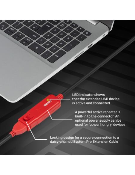 Lindy 42782 cable USB USB 2.0 12 m USB A Negro