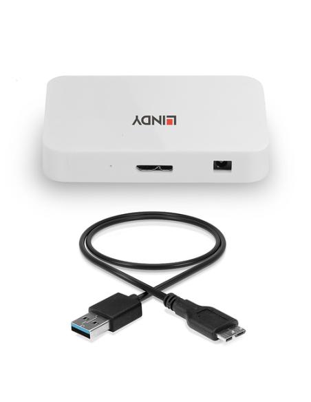Lindy 43143 hub de interfaz USB 3.2 Gen 1 (3.1 Gen 1) Type-A 5000 Mbit/s Blanco