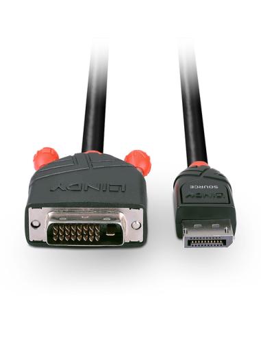 Lindy 41492 adaptador de cable de vídeo 3 m DVI-D DisplayPort Negro