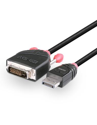 Lindy 41491 adaptador de cable de vídeo 2 m DisplayPort DVI-D Negro