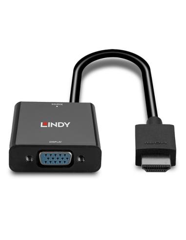 Lindy 38291 adaptador de cable de vídeo 0,1 m HDMI tipo A (Estándar) VGA (D-Sub) Negro
