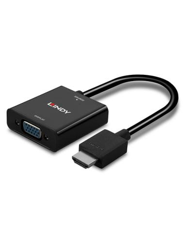 Lindy 38291 adaptador de cable de vídeo 0,1 m HDMI tipo A (Estándar) VGA (D-Sub) Negro