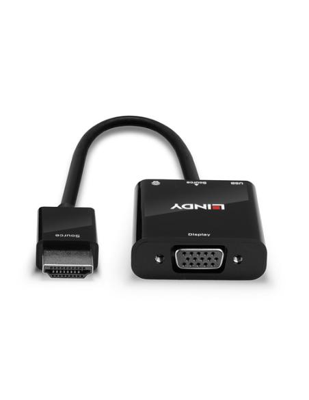 Lindy 38285 adaptador de cable de vídeo 0,1 m HDMI tipo A (Estándar) VGA (D-Sub) Negro
