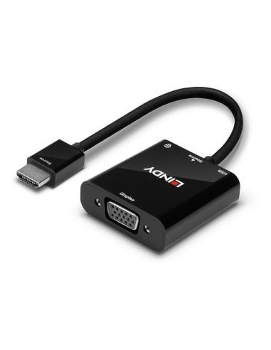 Lindy 38285 adaptador de cable de vídeo 0,1 m HDMI tipo A (Estándar) VGA (D-Sub) Negro
