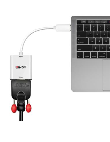 Lindy 43355 adaptador de cable de vídeo USB Tipo C VGA (D-Sub) Blanco