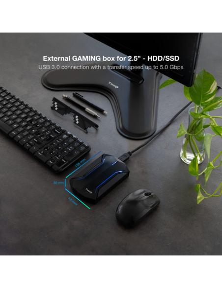TooQ TQE-2599RGB caja para disco duro externo Carcasa de disco duro/SSD Negro 2.5"