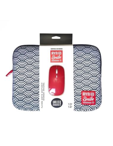 Smile Laptop sleeve Kimono 13"-14" Seigaiha + Mouse