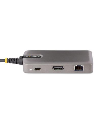 StarTech.com Adaptador Multipuertos USB-C - Docking Station USB Tipo C HDMI 4K60 - Hub Ladrón USB 3.0 de 2 Puertos - Entrega de 