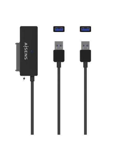 AISENS Adaptador ASE-35A01B SATA a USB-A USB 3.0/USB3.1 GEN1 para Discos Duros 2.5″ y 3.5″ con Alimentador, Negro
