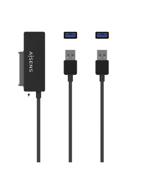 AISENS Adaptador ASE-35A01B SATA a USB-A USB 3.0/USB3.1 GEN1 para Discos Duros 2.5″ y 3.5″ con Alimentador, Negro