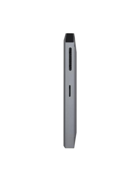 AISENS USB-C dock 8 en 1, USB-C a 1xHDMI, 1xRJ45, 3xUSB, 1xPD, 1xSD, 1xMicroSD, Gris, 15 cm