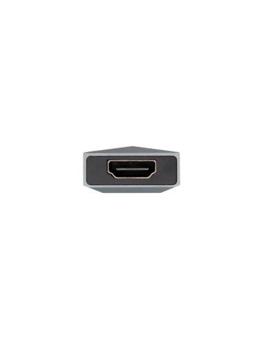 AISENS USB-C dock 4 en 1, USB-C a 1xHDMI, 2xUSB, 1xPD, Gris, 15 cm