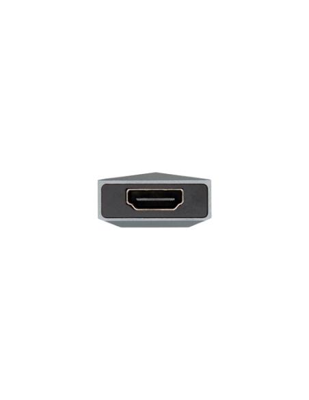 AISENS USB-C dock 4 en 1, USB-C a 1xHDMI, 2xUSB, 1xPD, Gris, 15 cm