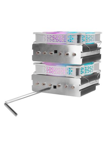 Mars Gaming Disipador CPU, Doble Torre Refrigeración, 6 Heatpipes HCT, TDP 300 W, 2 Ventiladores ARGB PWM 12 cm, MCPUXTW, Color 