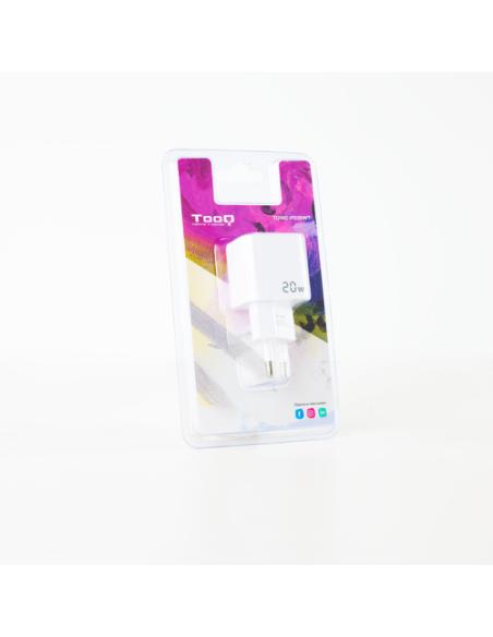 TooQ Cargador de Pared USB-C PD20W, Blanco