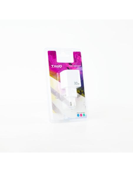TooQ Cargador de Pared GAN USB-C/PD 30W, Blanco